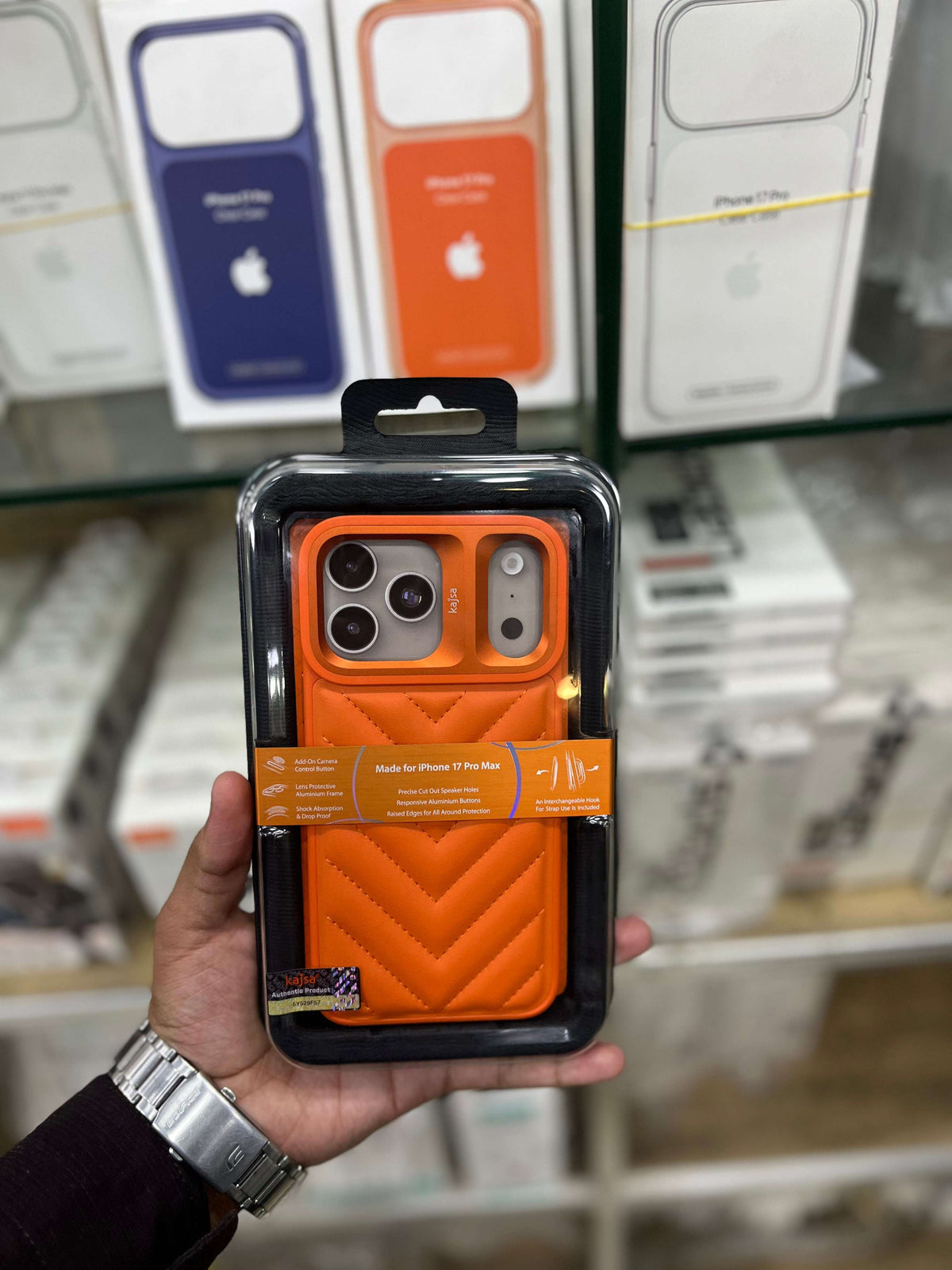 Kajsa Chevron Lines Leather Case For iPhone 17 Pro Max