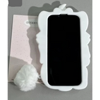 3D Marie Cat Phone Case with Pink Bow & Fluffy Pom Pom