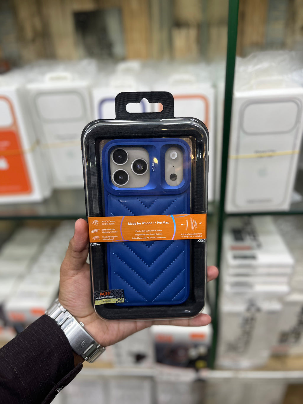 Kajsa Chevron Lines Leather Case For iPhone 17 Pro Max