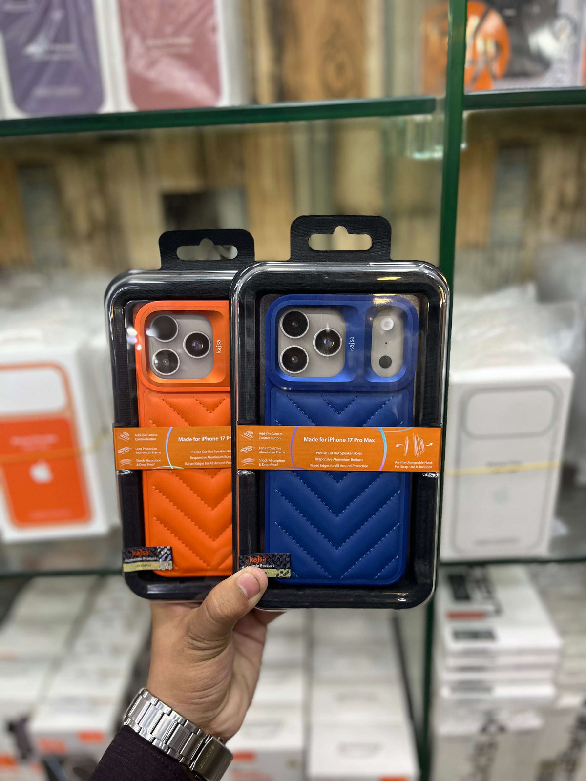 Kajsa Chevron Lines Leather Case For iPhone 17 Pro Max