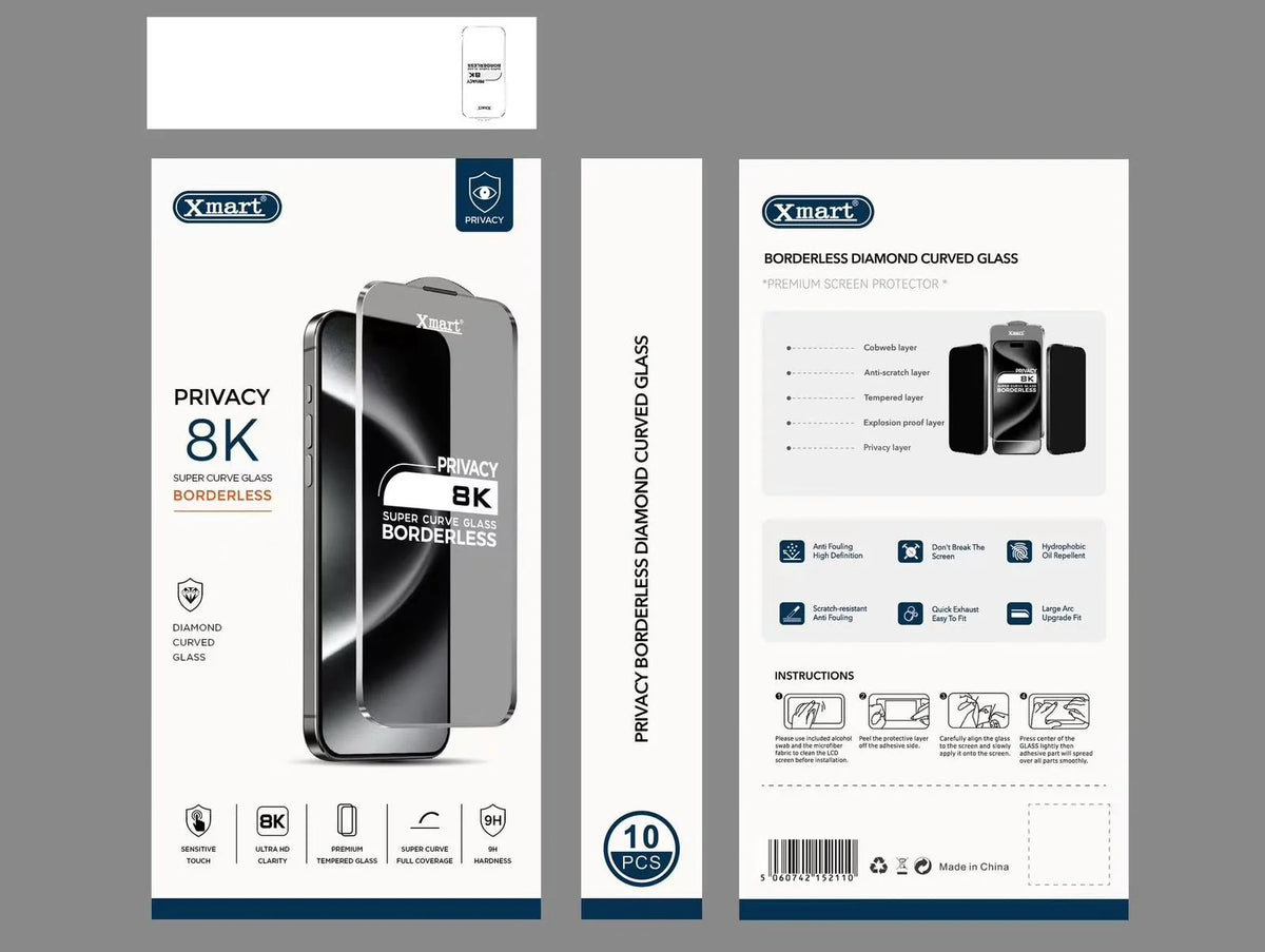 Xmart 8K Borderless Curved Glass ( HD Clear And Privacy )